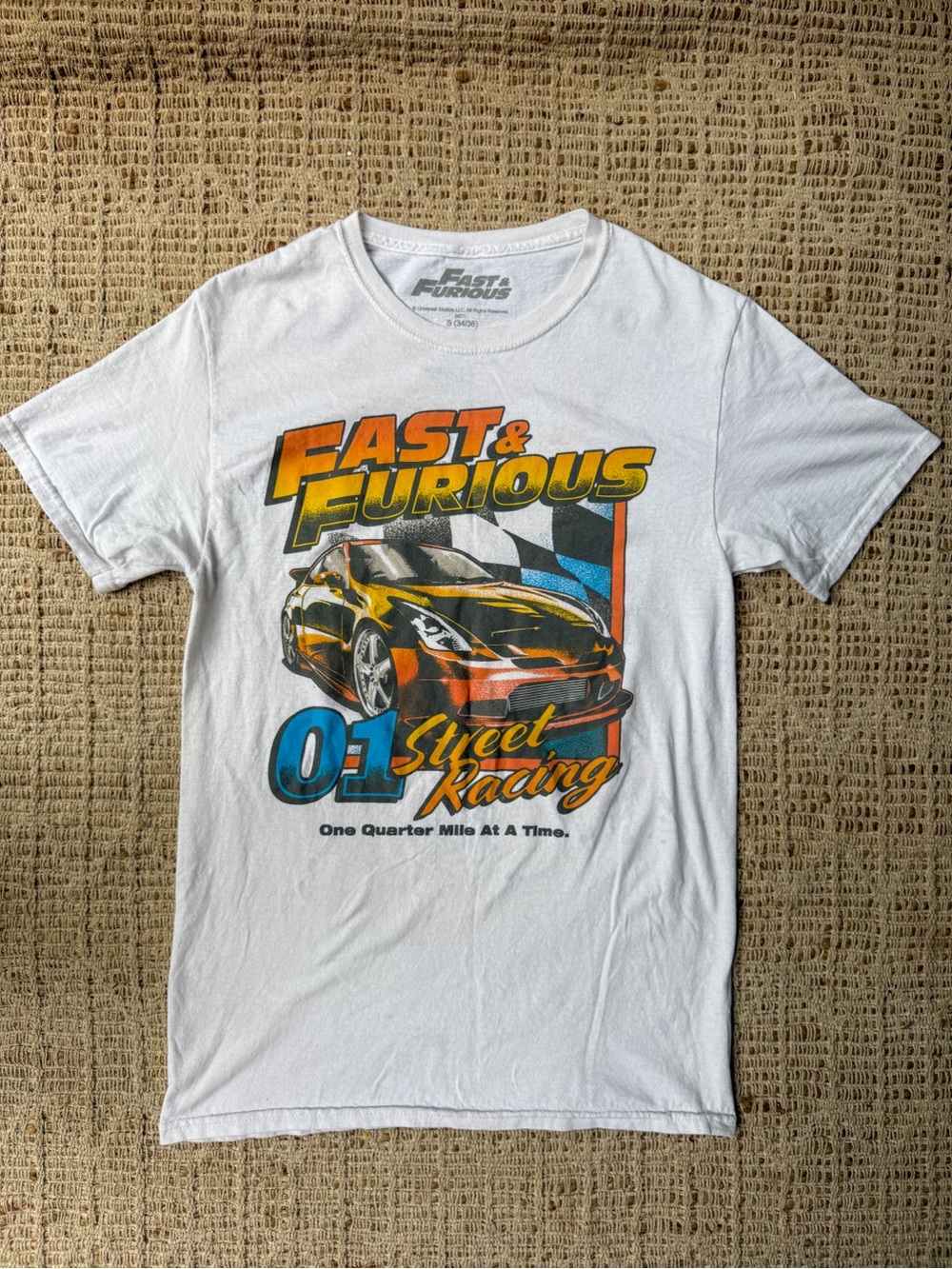 Fast & Furious Street Racing Graphic Tee White Movie Car T Shirt Size Small